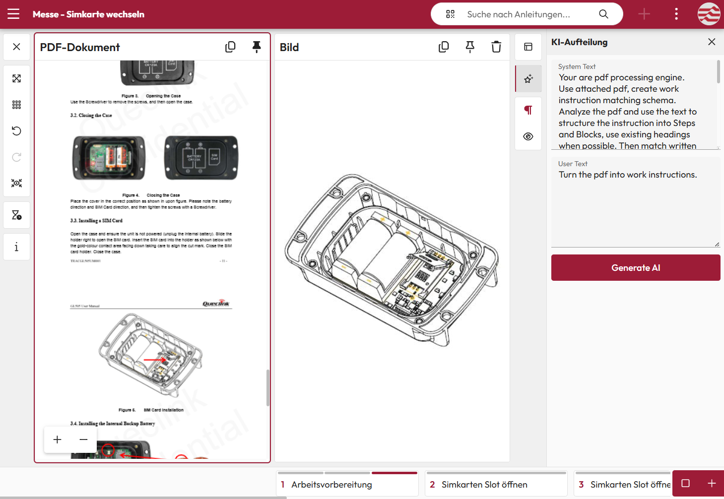 light ai pdf import Screenshot - Generate AI step
